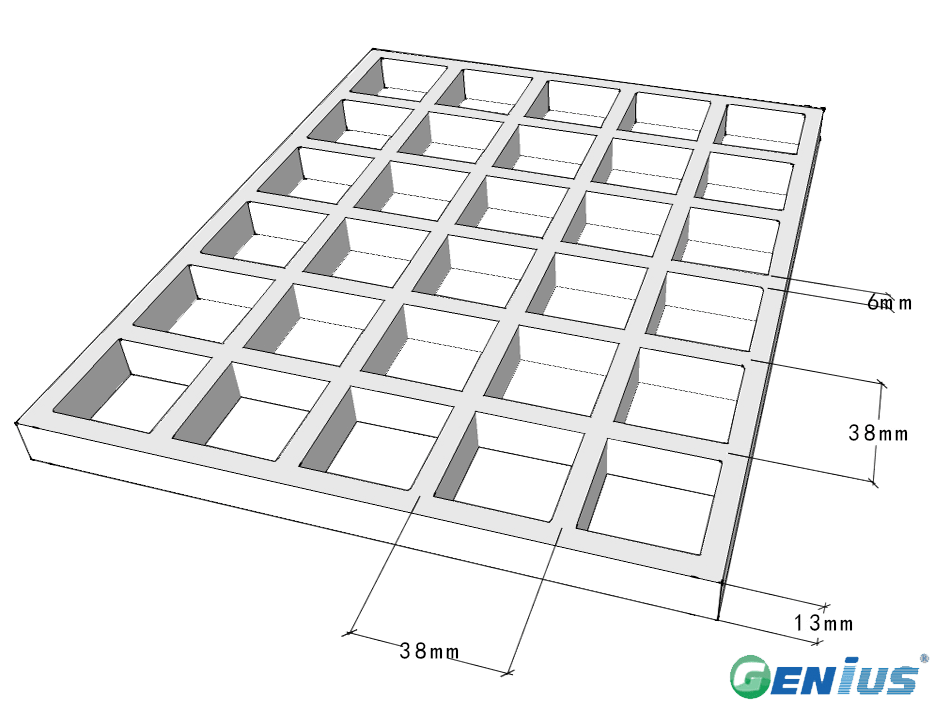 玻璃钢模塑格栅 38*38H13